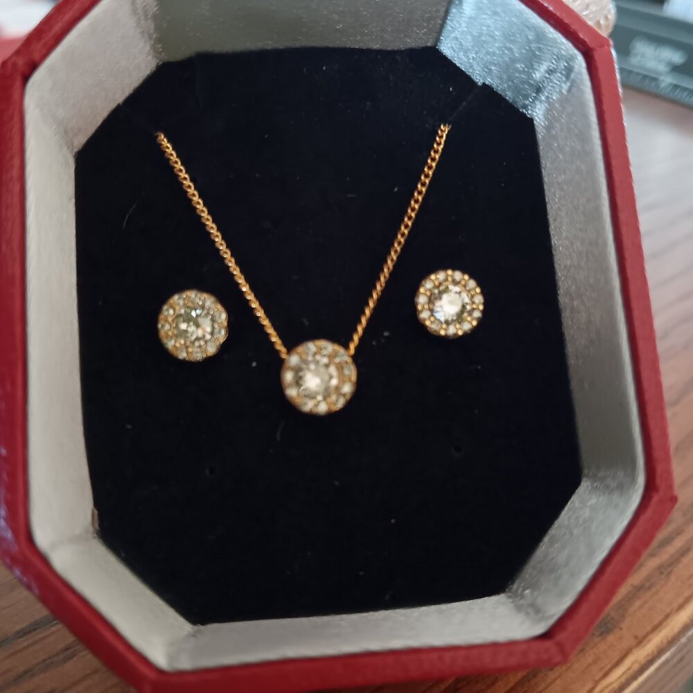 Brighton Gold Plated Crystal Necklace and Earring set
